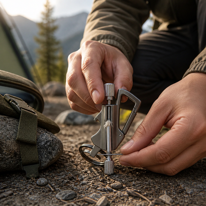 Survival Fire Starter Windproof 3-in-1 Keychain & Bottle Opener