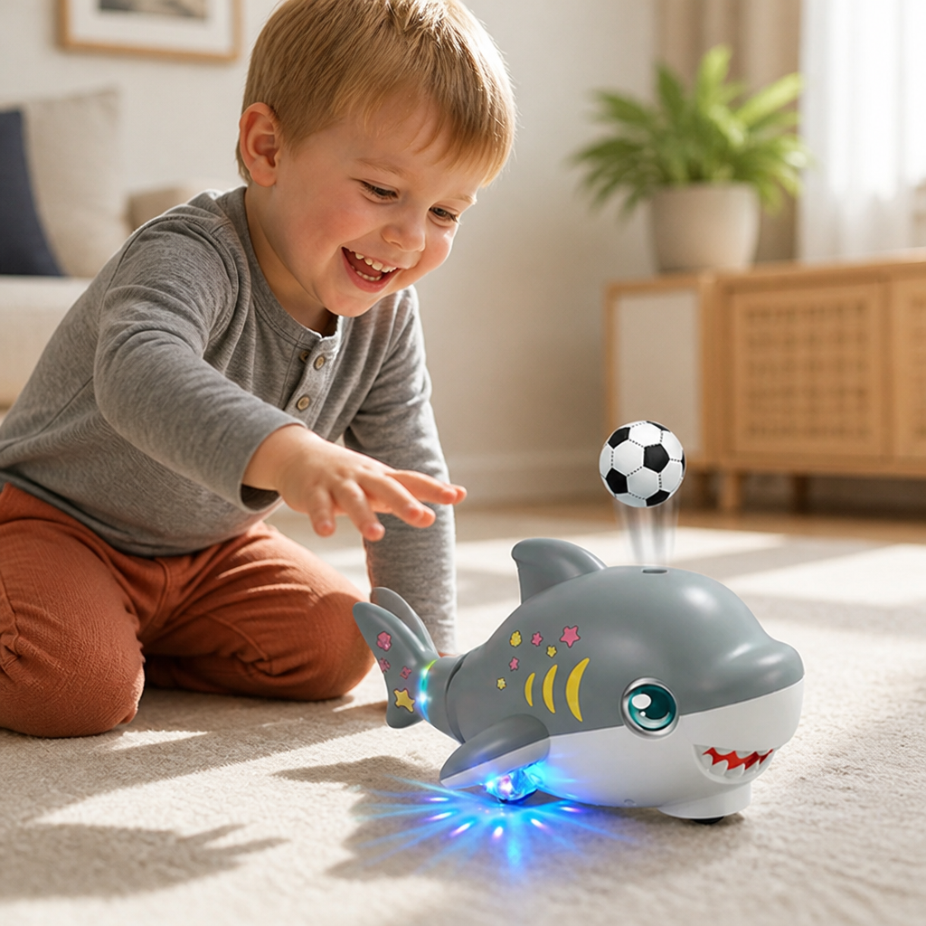 Interactive Shark Toy Floating Ball LED Lights & Music