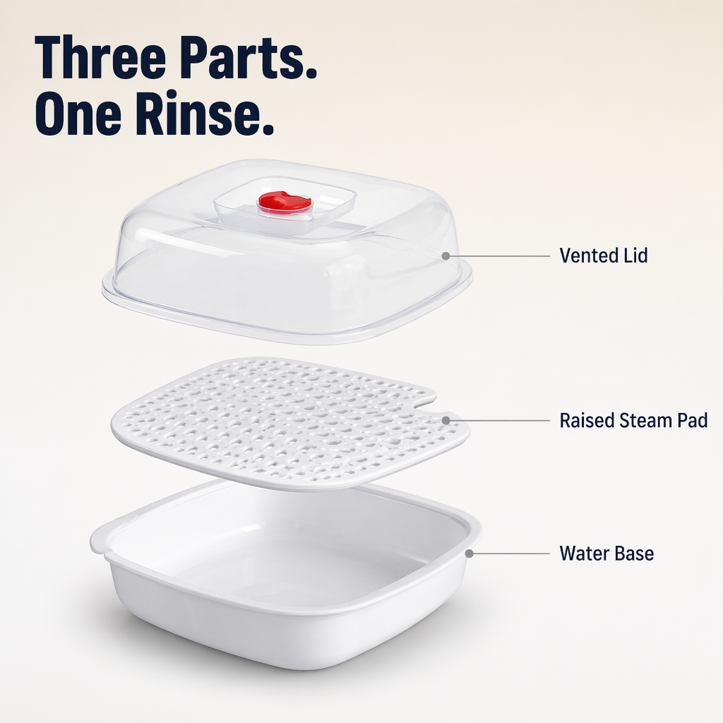 VaporLux™ — Steam Fish, Veggies & Dumplings Directly in Your Microwave