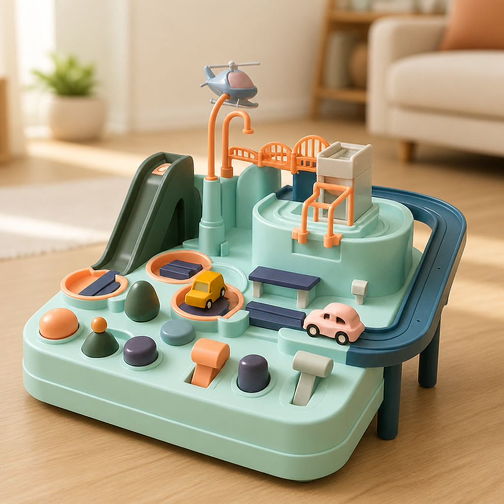 Kids Car Playset Interactive City Track Set Of 4