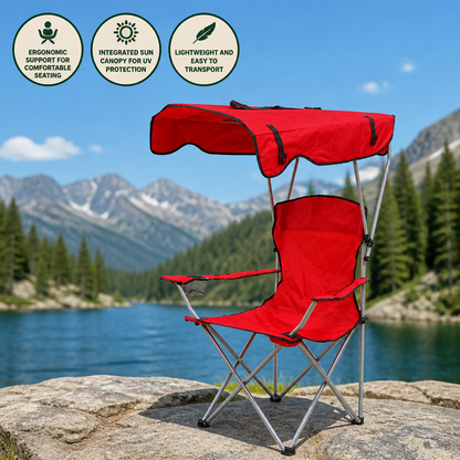 Folding Chair Integrated Sun Canopy Lightweight & Foldable