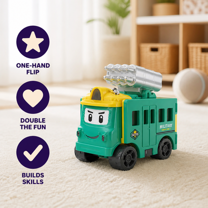 Transforming Toy Car 2-In-1 One-Hand Flip Durable Plastic