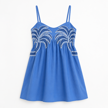 Women's Halter Mini Dress | Hollow-Out Sequined Detail | Loose Summer Style