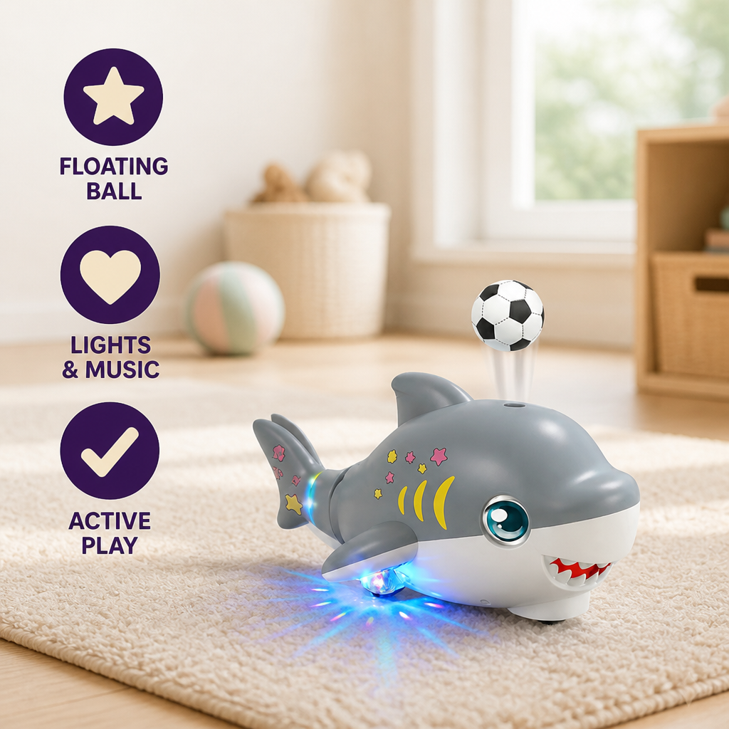 Interactive Shark Toy Floating Ball LED Lights & Music