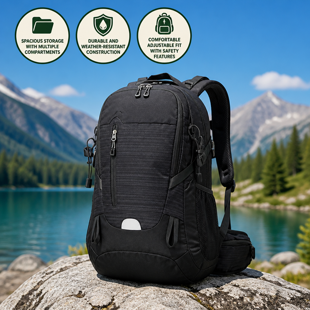 Hiking Backpack 40L Hydration-Ready Water-Resistant