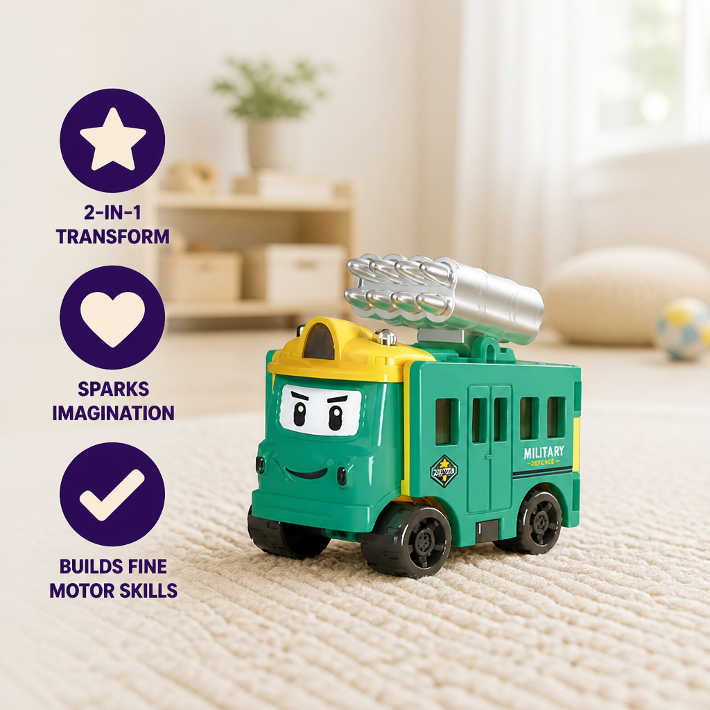 Transforming Toy Car 2-in-1 One-Hand Operation Child-Safe Plastic
