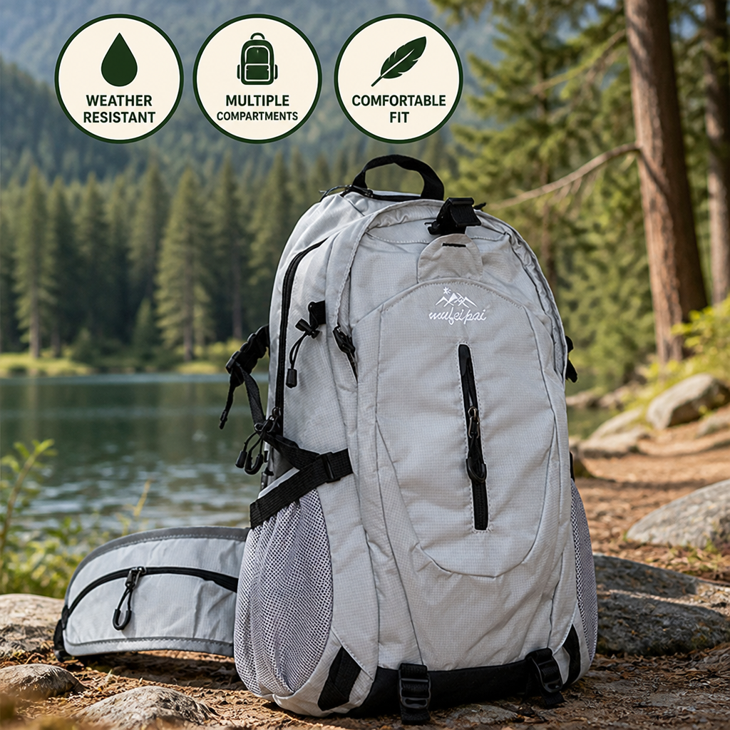 Hiking Backpack Weather-Resistant Ergonomic Straps & Multiple Compartments