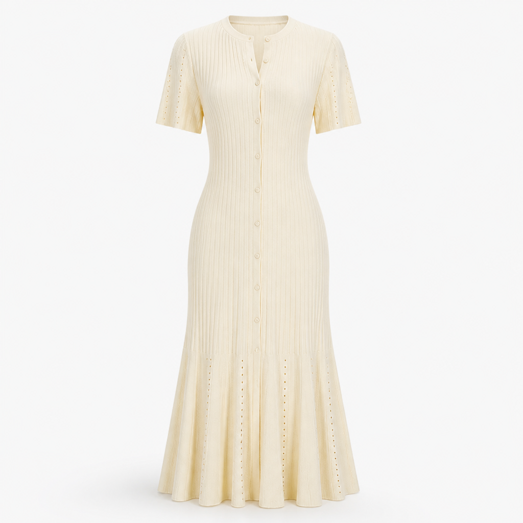 Women's Maxi Dress | Patchwork Pleated Ruffle Hem | Knit Fabric | Evening Party