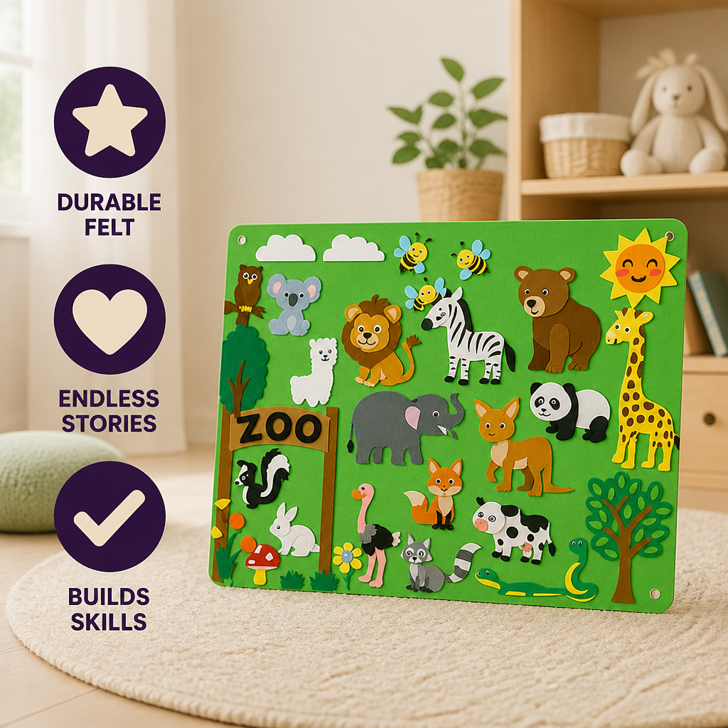 Kids Felt Board Reusable Stickers Screen-Free