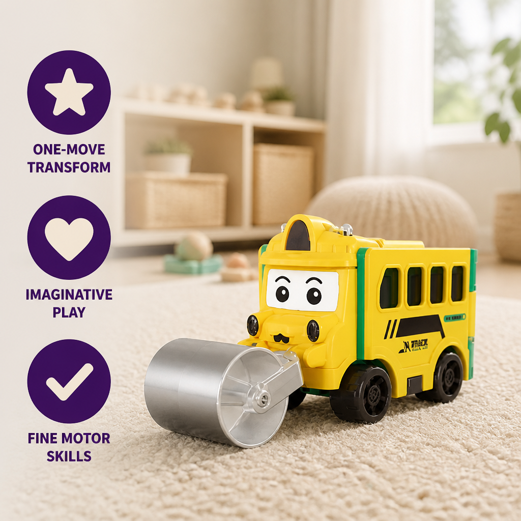 Toy Car 2-in-1 One-Move Transform Child-Safe Plastic