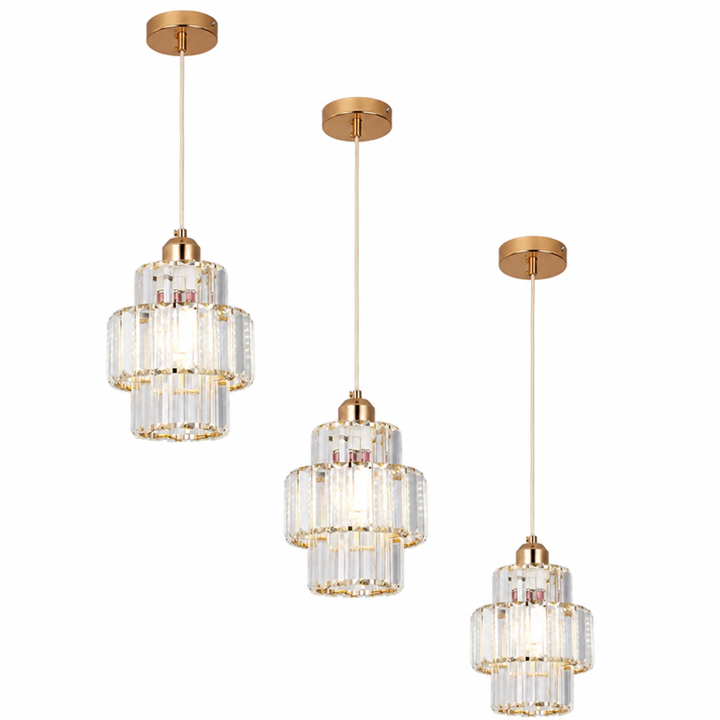 Crystal Pendant Light | Nordic LED | Iron Frame, Adjustable Length for Living & Dining