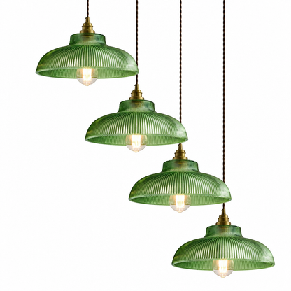 Pendant light | Vintage green glass lampshade | 30cm, E27 base & iron frame