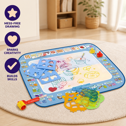 Water Drawing Mat Mess-Free Reusable Pens & Stencils
