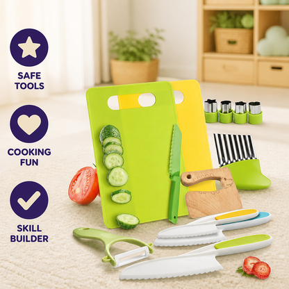 Kids Play Kitchen Set Montessori Safe Cutting Tools