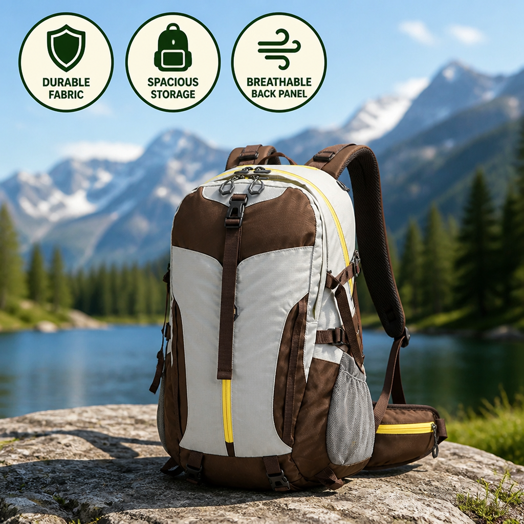 Hiking Backpack 40L Padded Straps & Breathable Back Panel