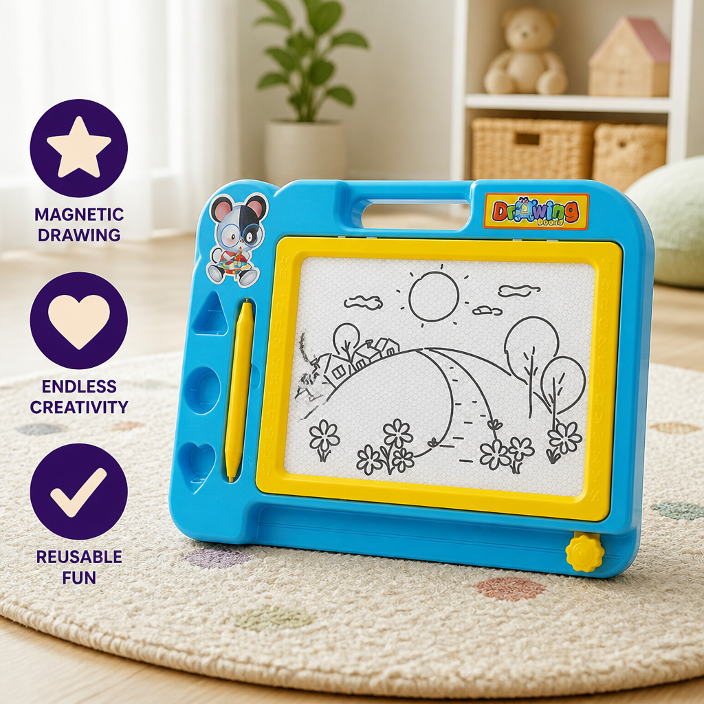 Kids Drawing Board Rewritable Wipe-Clean Stylus & Holder
