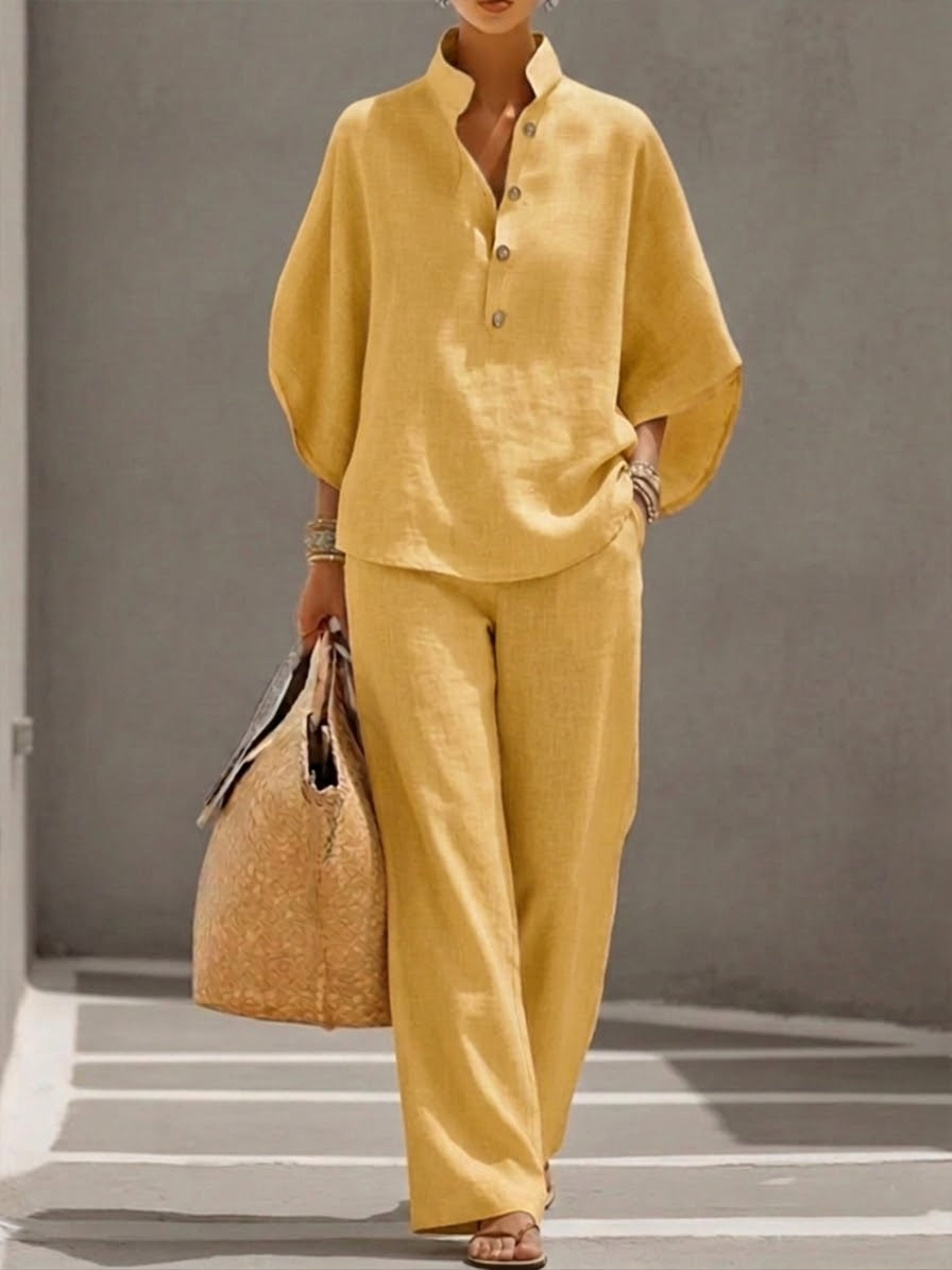 ZephyrLux™ Cotton & Linen Set — Feel Fresh, Flowing, and Effortlessly Elegant All Day Long