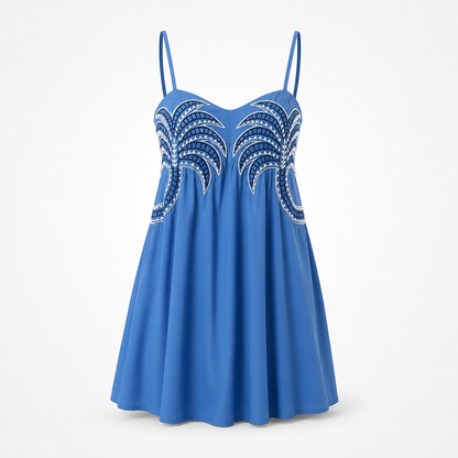 Women's Halter Mini Dress | Hollow-Out Sequined Detail | Loose Summer Style