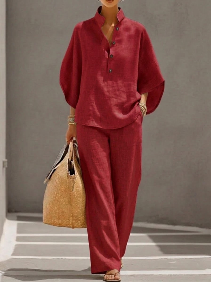 ZephyrLux™ Cotton & Linen Set — Feel Fresh, Flowing, and Effortlessly Elegant All Day Long