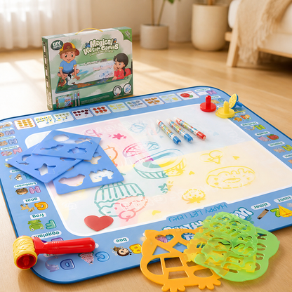 Water Drawing Mat Mess-Free Reusable Pens & Stencils