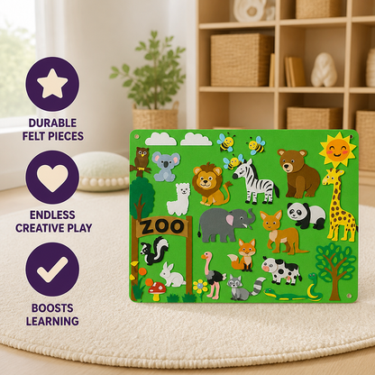 Kids Felt Board Reusable Stickers 75 x 103 Cm