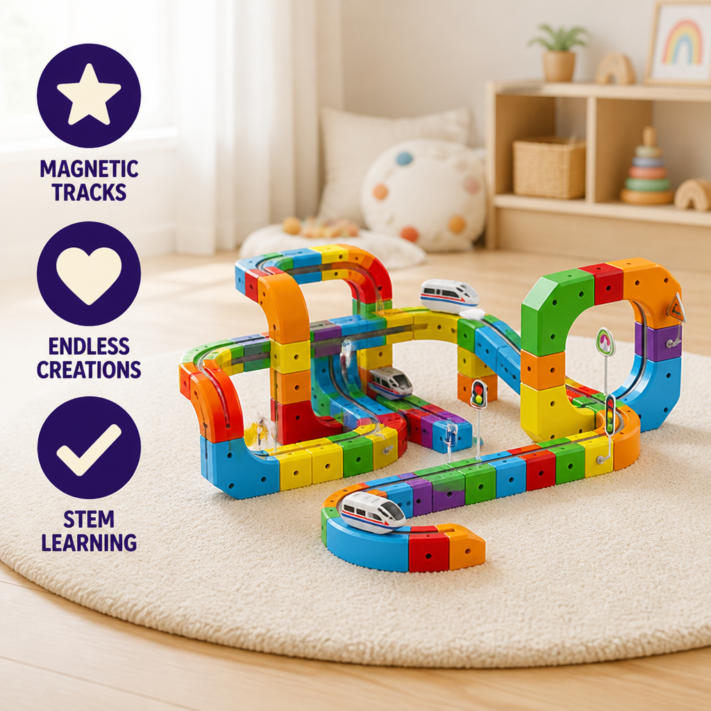 Train Set Magnetic Modular Tracks & Blocks