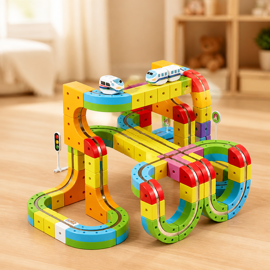 Kids Train Set Magnetic Track & Modular Blocks