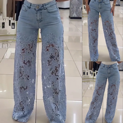 LioraLuxe™ — Turn Heads in Lace-Paneled Wide-Leg Denim You'll Actually Live In