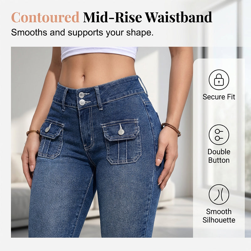 LibraSkin™ – Curve-Sculpting Stretch Denim Capris with Mid-Rise Waist