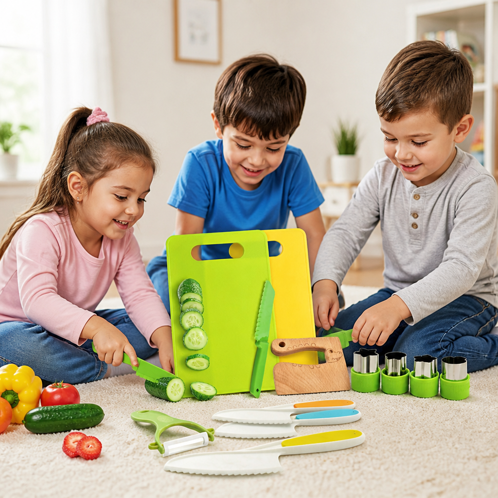 Kids Kitchen Playset Montessori-Inspired Safe Cutting Tools