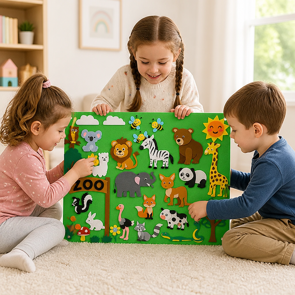 Kids Felt Board Reusable Stickers 75 x 103 Cm