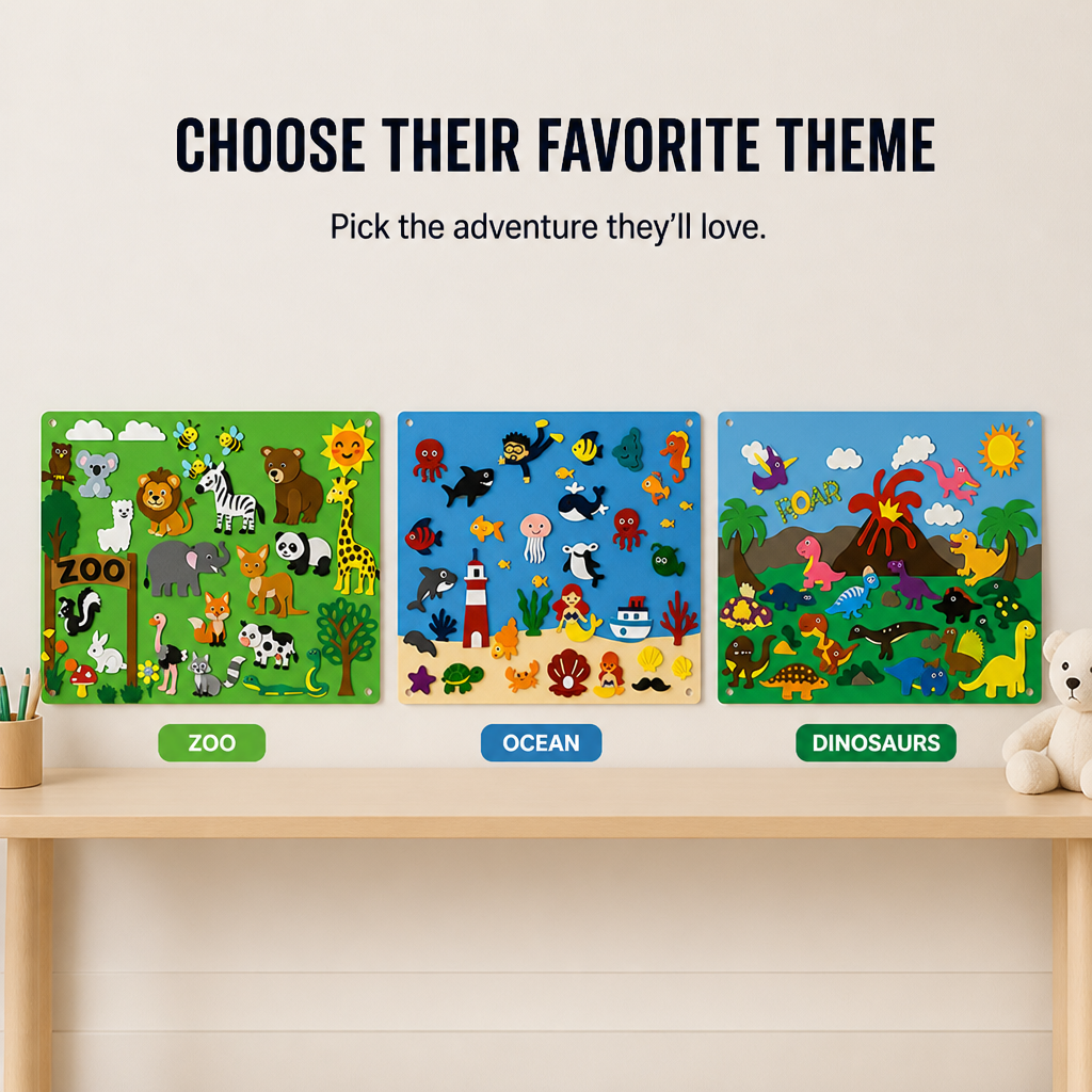 Kids Felt Board Reusable Stickers Screen-Free