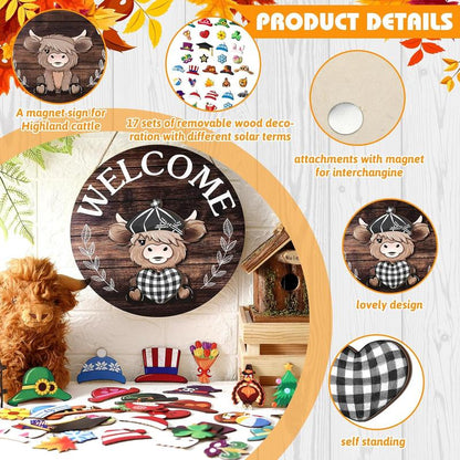 FestiMag™ Highland Cow Sign — Transform Your Home Instantly with Endless Festive Charm