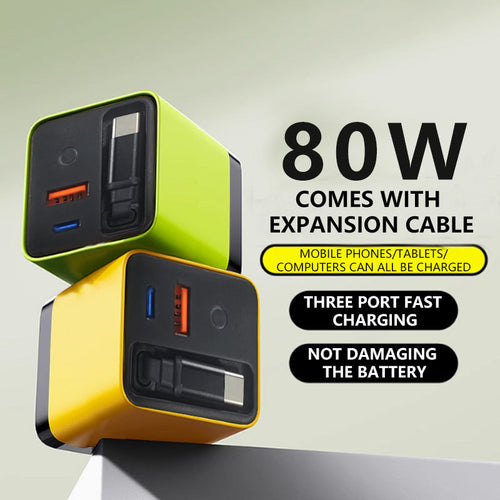 PowerFlow™ 80W Retractable Charger — Lightning-Fast Power That Declutters Your Life Instantly