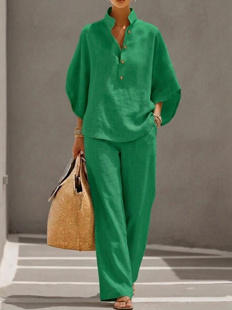 ZephyrLux™ Cotton & Linen Set — Feel Fresh, Flowing, and Effortlessly Elegant All Day Long