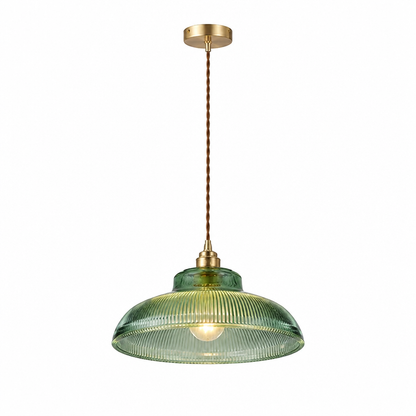 Pendant light | Vintage green glass lampshade | 30cm, E27 base & iron frame