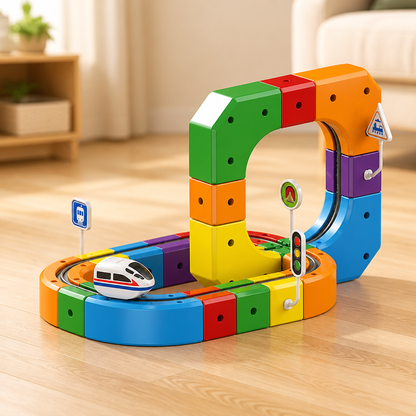 Kids Train Set Magnetic Track & Modular Blocks