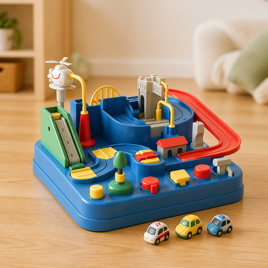 Kids Car Playset Interactive City Track Set Of 4