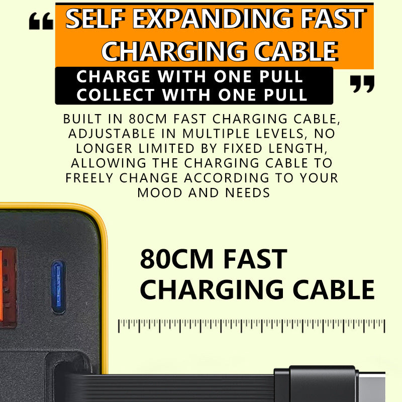 PowerFlow™ 80W Retractable Charger — Lightning-Fast Power That Declutters Your Life Instantly