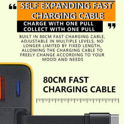 PowerFlow™ 80W Retractable Charger — Lightning-Fast Power That Declutters Your Life Instantly