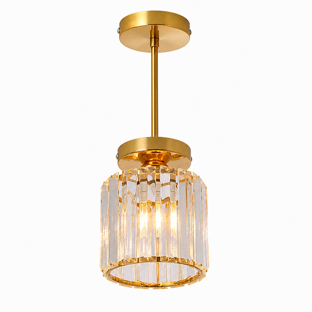 Crystal Pendant Light | Nordic LED | Iron Frame, Adjustable Length for Living & Dining