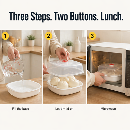 VaporLux™ — Steam Fish, Veggies & Dumplings Directly in Your Microwave