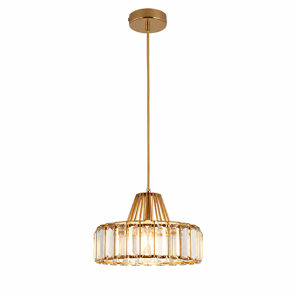 Crystal Pendant Light | Nordic LED | Iron Frame, Adjustable Length for Living & Dining