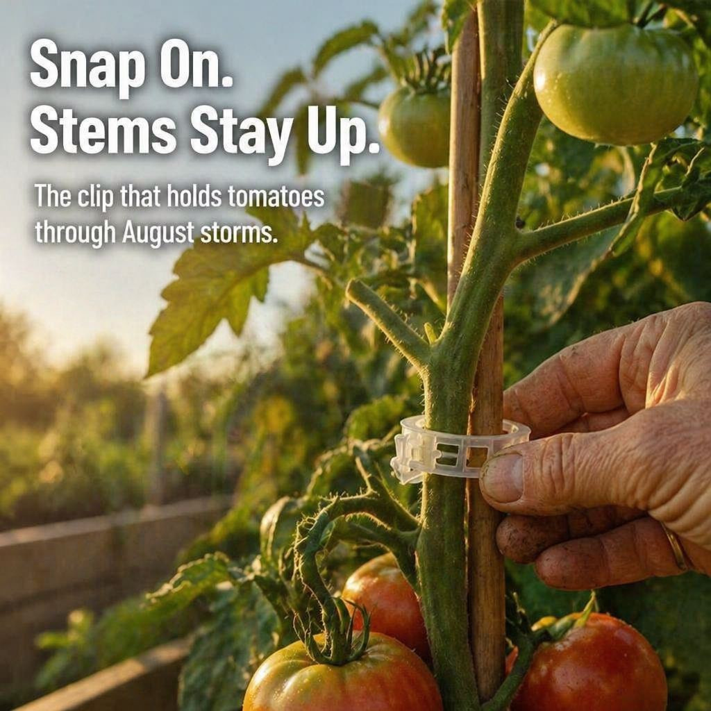 VerdiClip™ — Hold Tomatoes Tall, Ditch the Twist Ties, Save Every Stem From Snapping