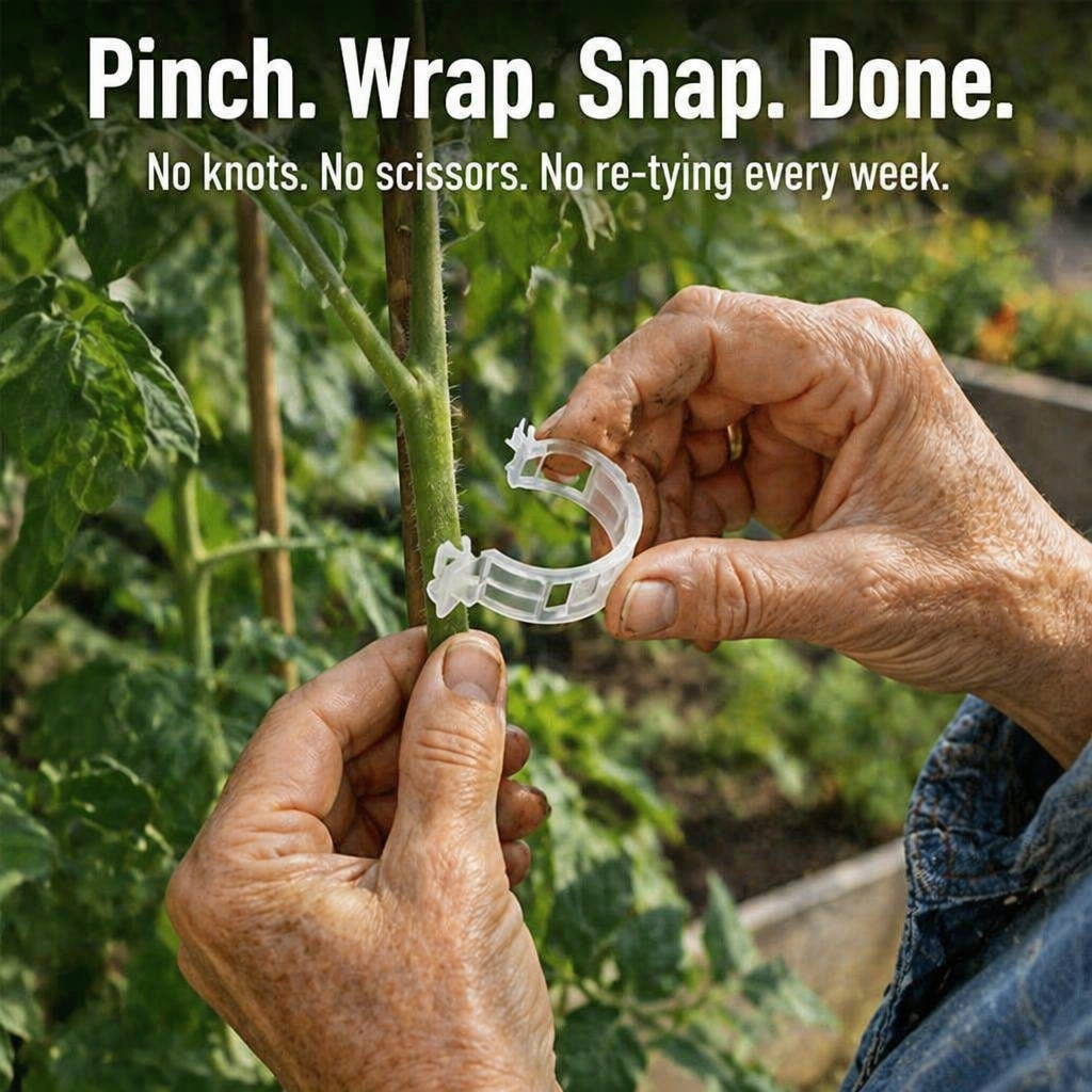 VerdiClip™ — Hold Tomatoes Tall, Ditch the Twist Ties, Save Every Stem From Snapping