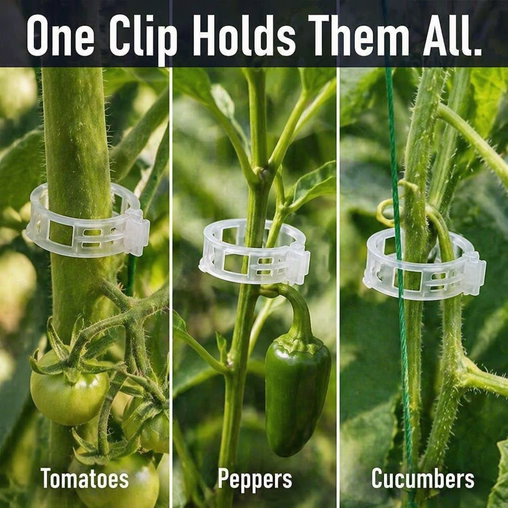 VerdiClip™ — Hold Tomatoes Tall, Ditch the Twist Ties, Save Every Stem From Snapping