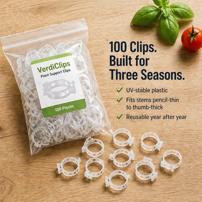 VerdiClip™ — Hold Tomatoes Tall, Ditch the Twist Ties, Save Every Stem From Snapping