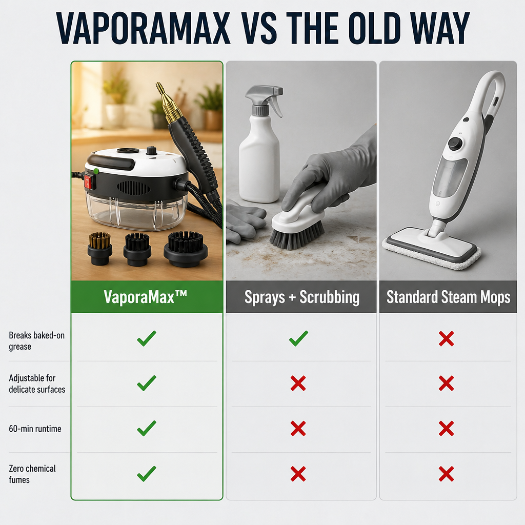 VaporaMax™ — Melt Baked-On Grease in Seconds Without Scrubbing or Chemicals