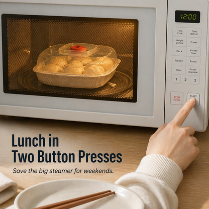 VaporLux™ — Steam Fish, Veggies & Dumplings Directly in Your Microwave
