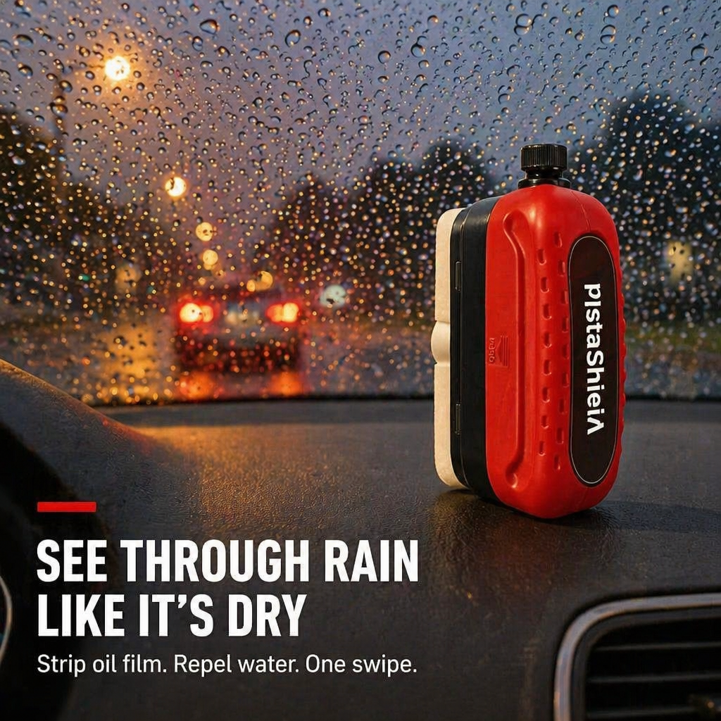 VistaShield™ — Strip Oil Film & Repel Rain From Your Windshield in One Swipe